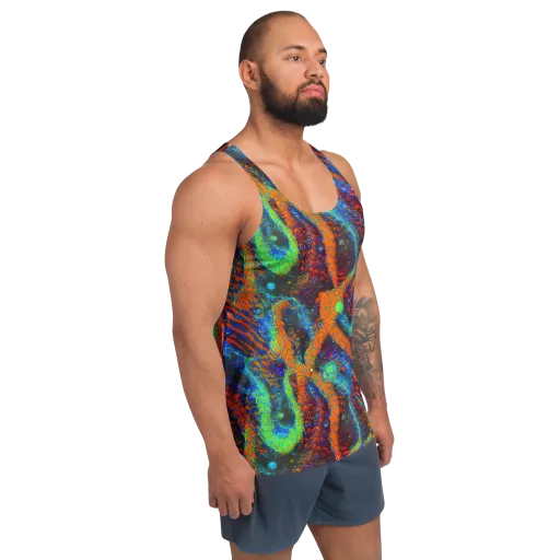 Flame Galaxy on a Men's Tank Top