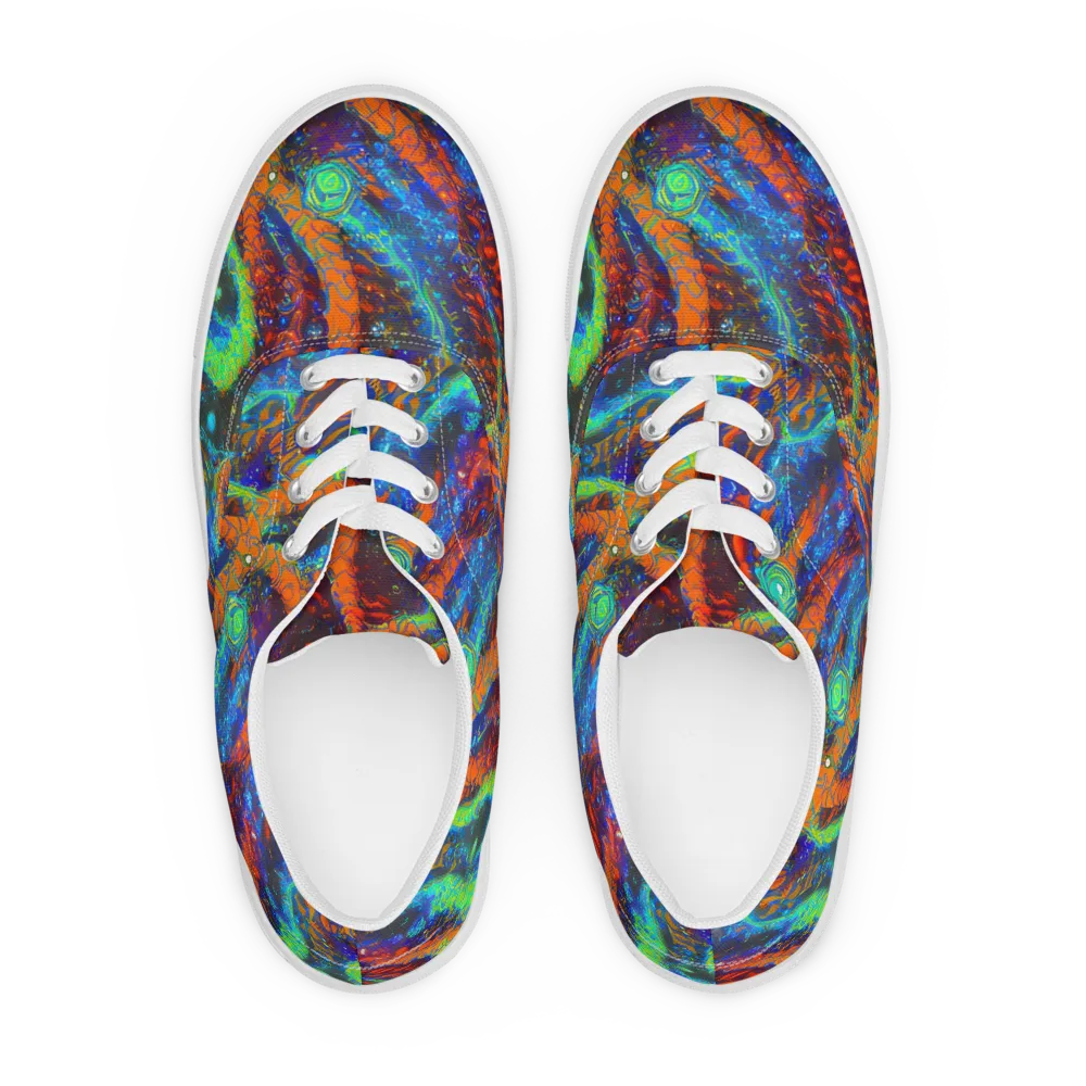 Flame Galaxy on Men's Lace-Up Canvas Shoes — Front