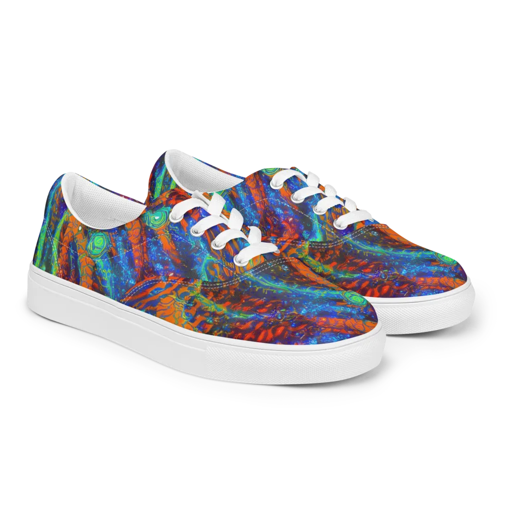 Flame Galaxy on Men's Lace-Up Canvas Shoes — Right Front