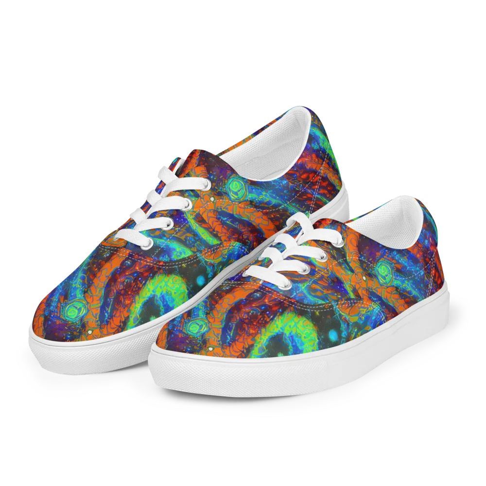 Flame Galaxy on Men's Lace-Up Canvas Shoes — Left Front