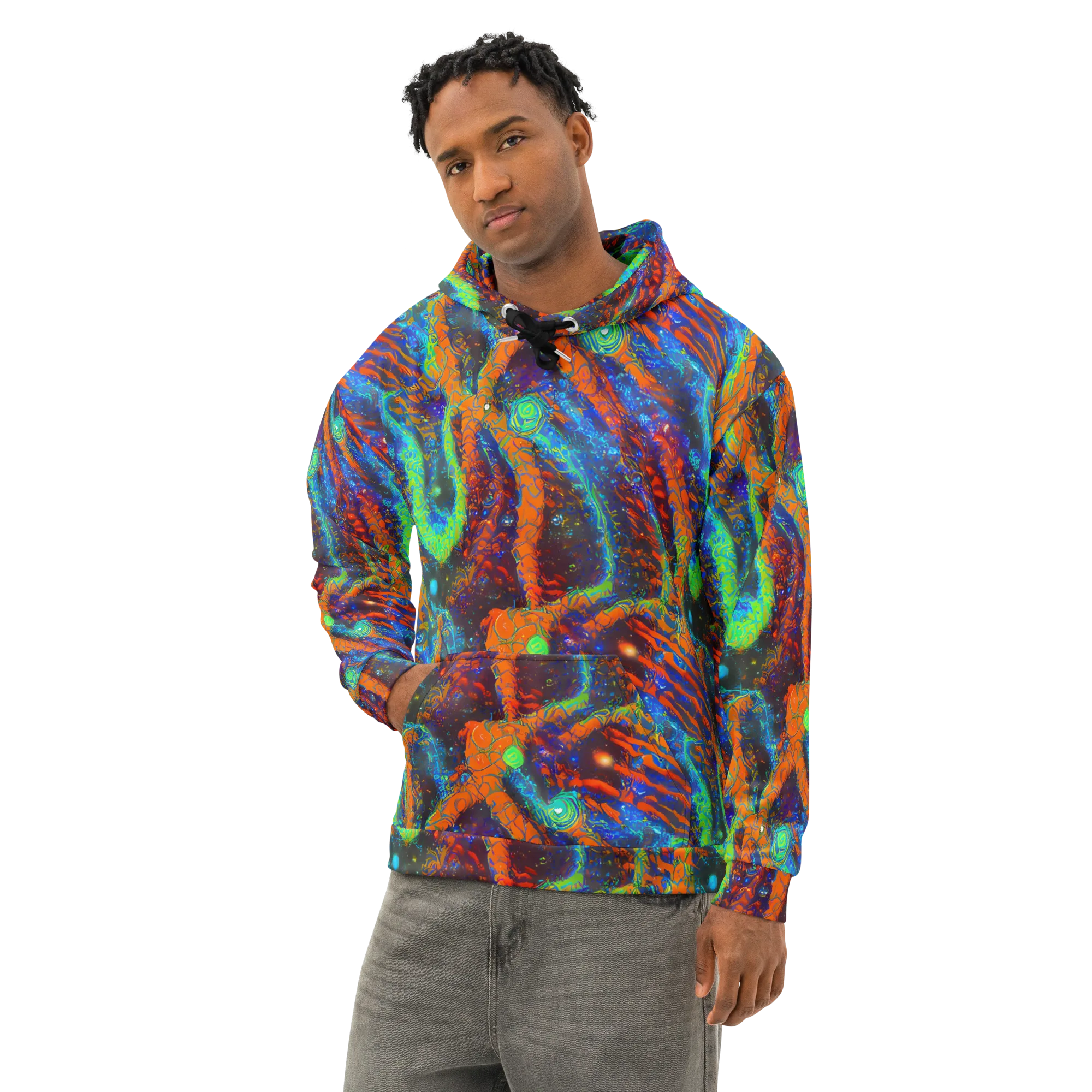 Flame Galaxy on Cotton Hoodie — Left Front