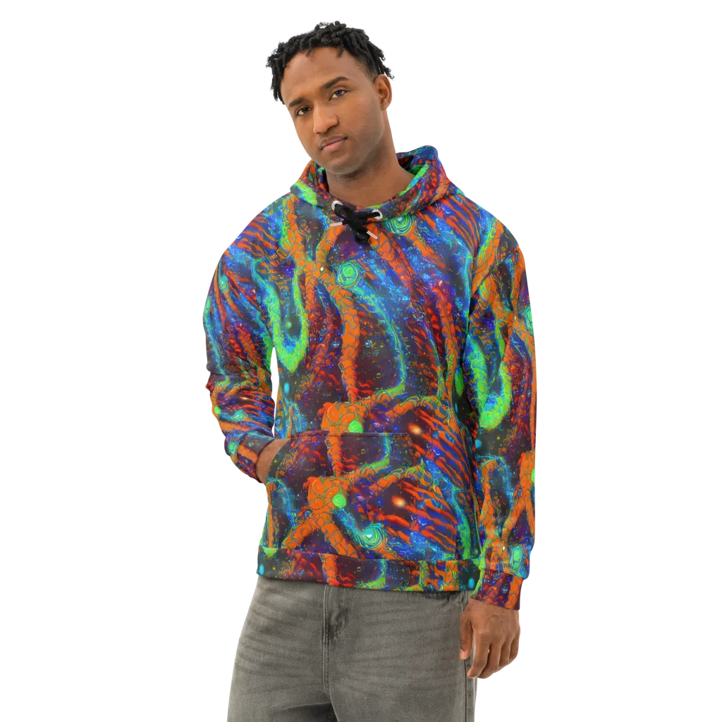 Flame Galaxy on Cotton Hoodie — Left Front
