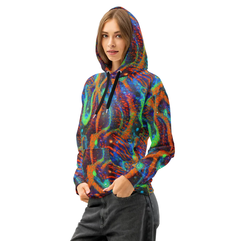 Flame Galaxy on Cotton Hoodie — Left Front