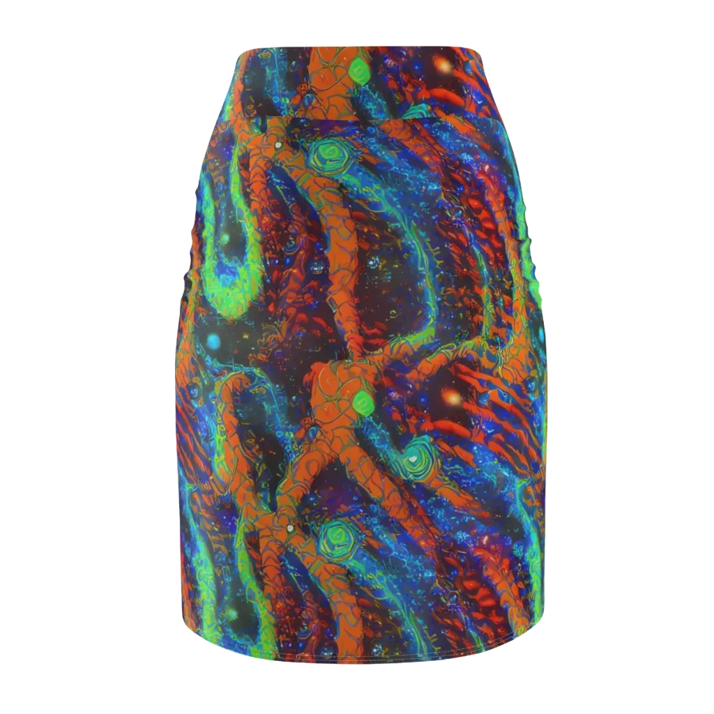 Flame Galaxy on Pencil Skirt — Back