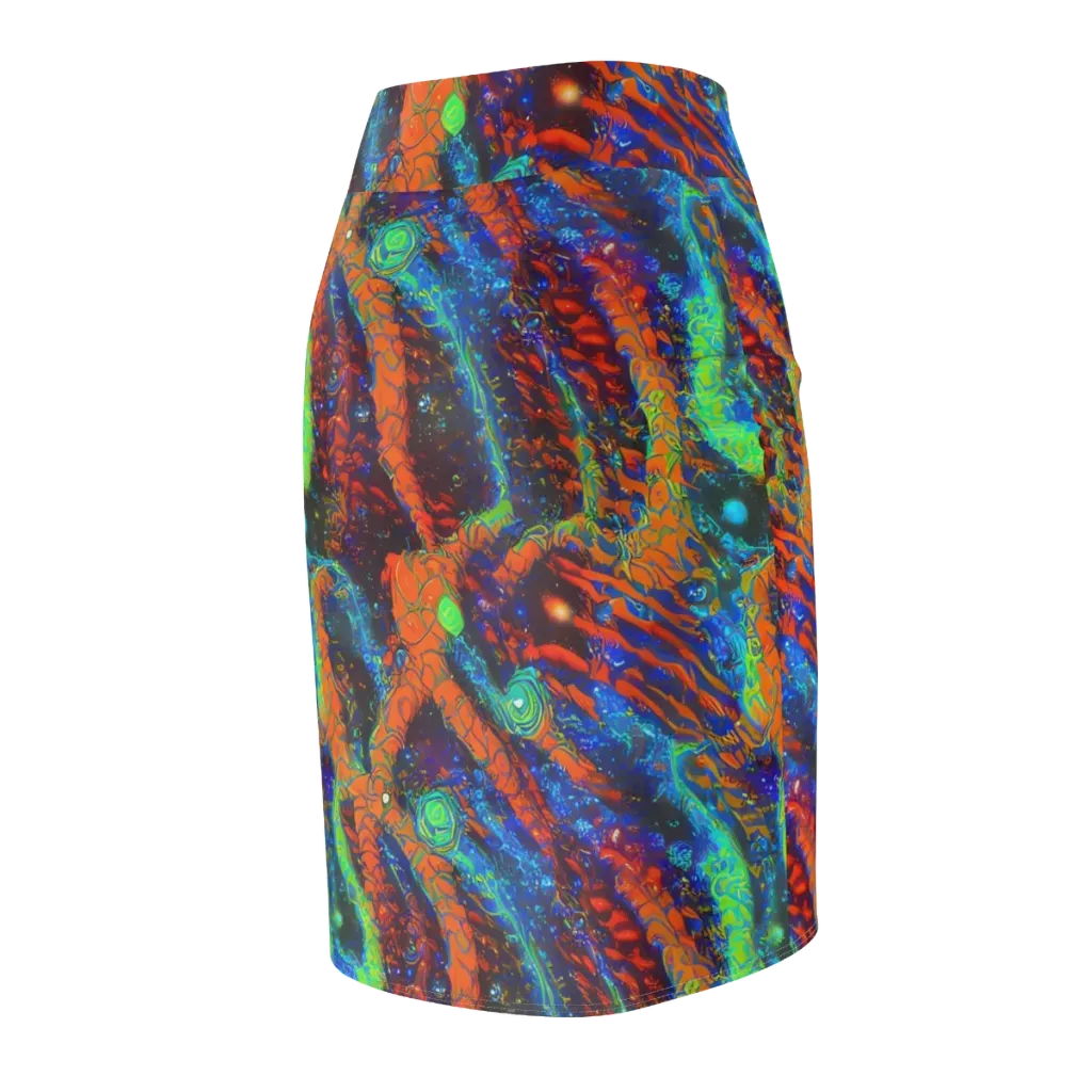 Flame Galaxy on Pencil Skirt — Back Side