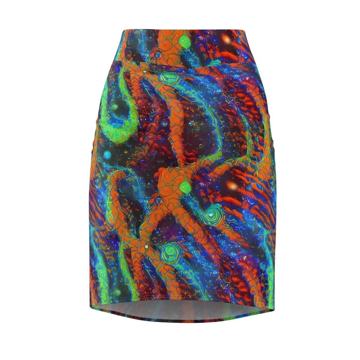 Flame Galaxy on Pencil Skirt — Front