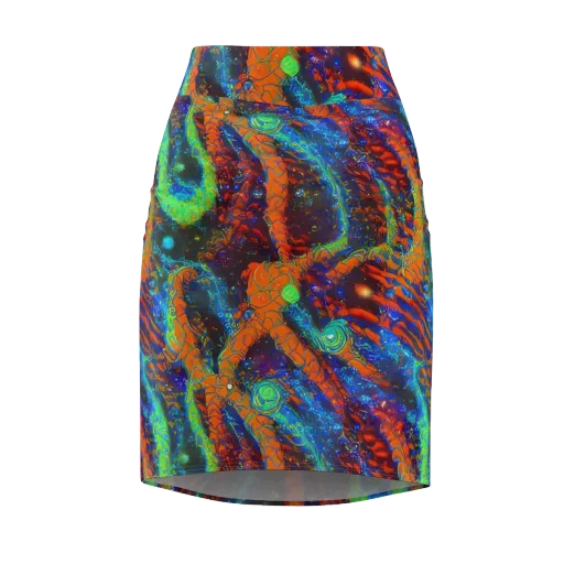 Flame Galaxy on a Pencil Skirt