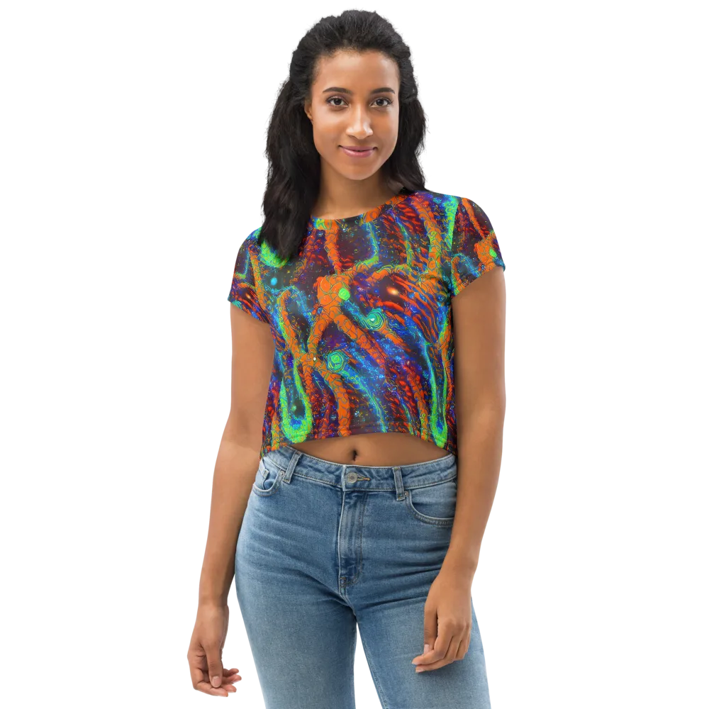 Flame Galaxy on Crop Tee — Front
