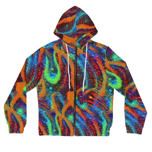 Flame Galaxy on a Women's Full-Zip Hoodie