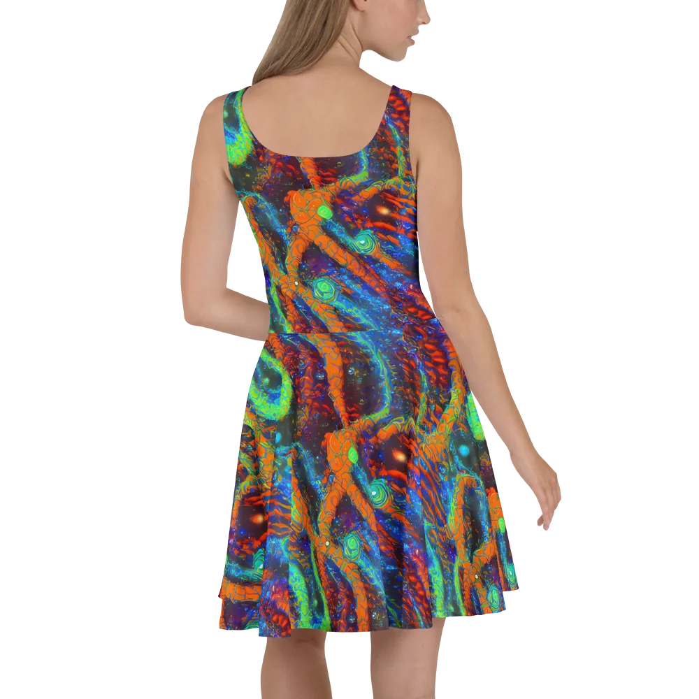 Flame Galaxy on Skater Dress — Back