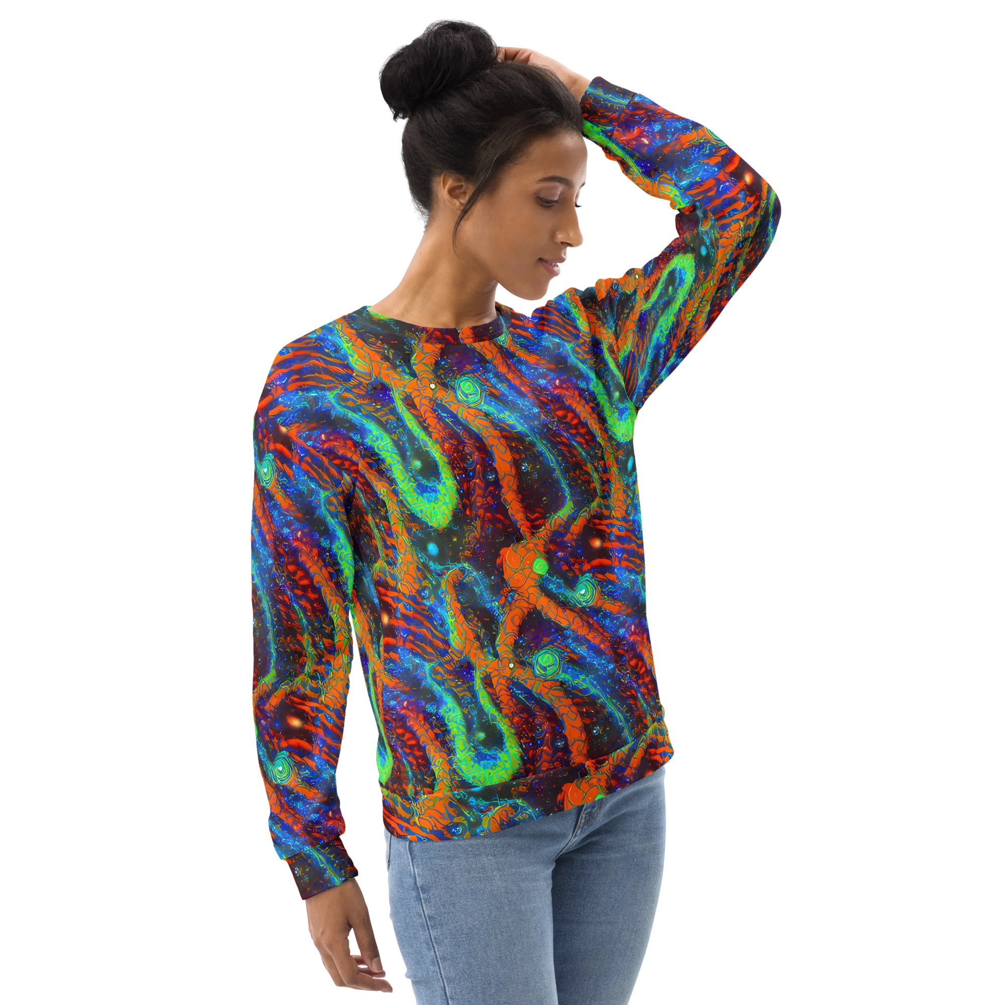 Flame Galaxy on Sweatshirt — Right Front