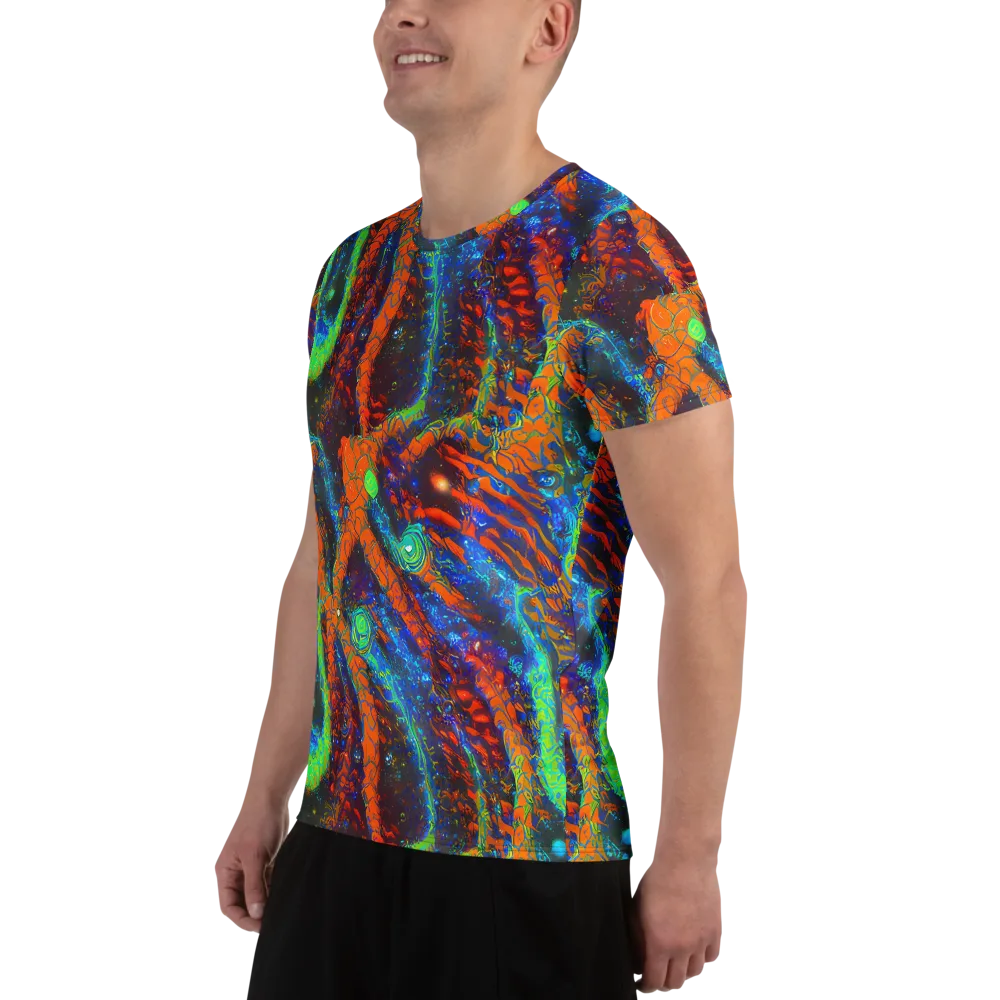 Flame Galaxy on Men's Athletic T-Shirt — Left