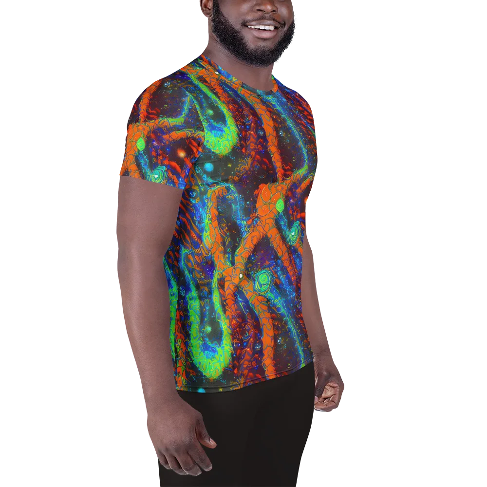Flame Galaxy on Men's Athletic T-Shirt — Right