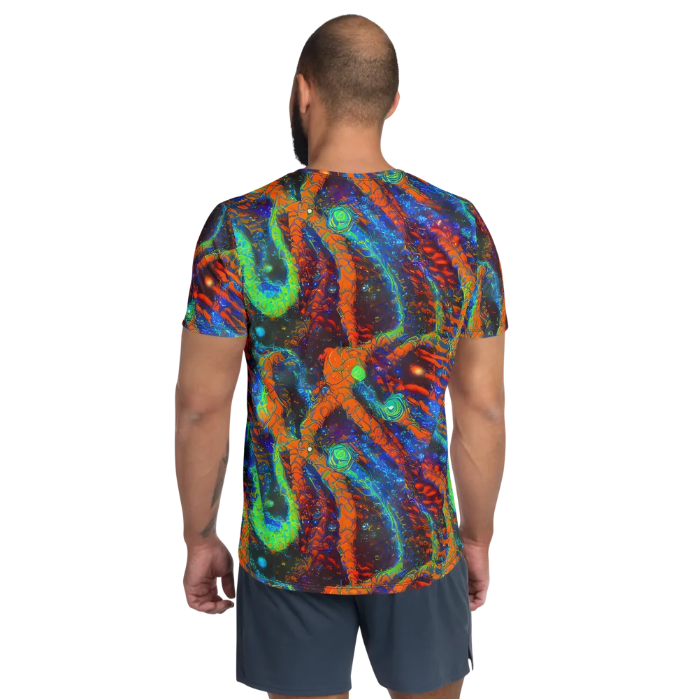 Flame Galaxy on Men's Athletic T-Shirt — Back