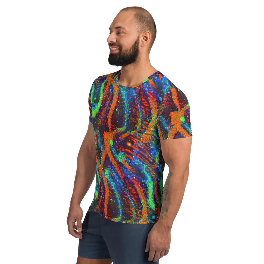 Flame Galaxy on Men's Athletic T-Shirt — Left