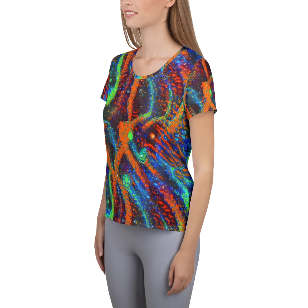 Flame Galaxy on Women's Athletic T-Shirt — Left