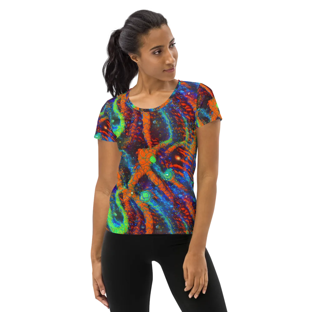 Flame Galaxy on Women's Athletic T-Shirt — Front