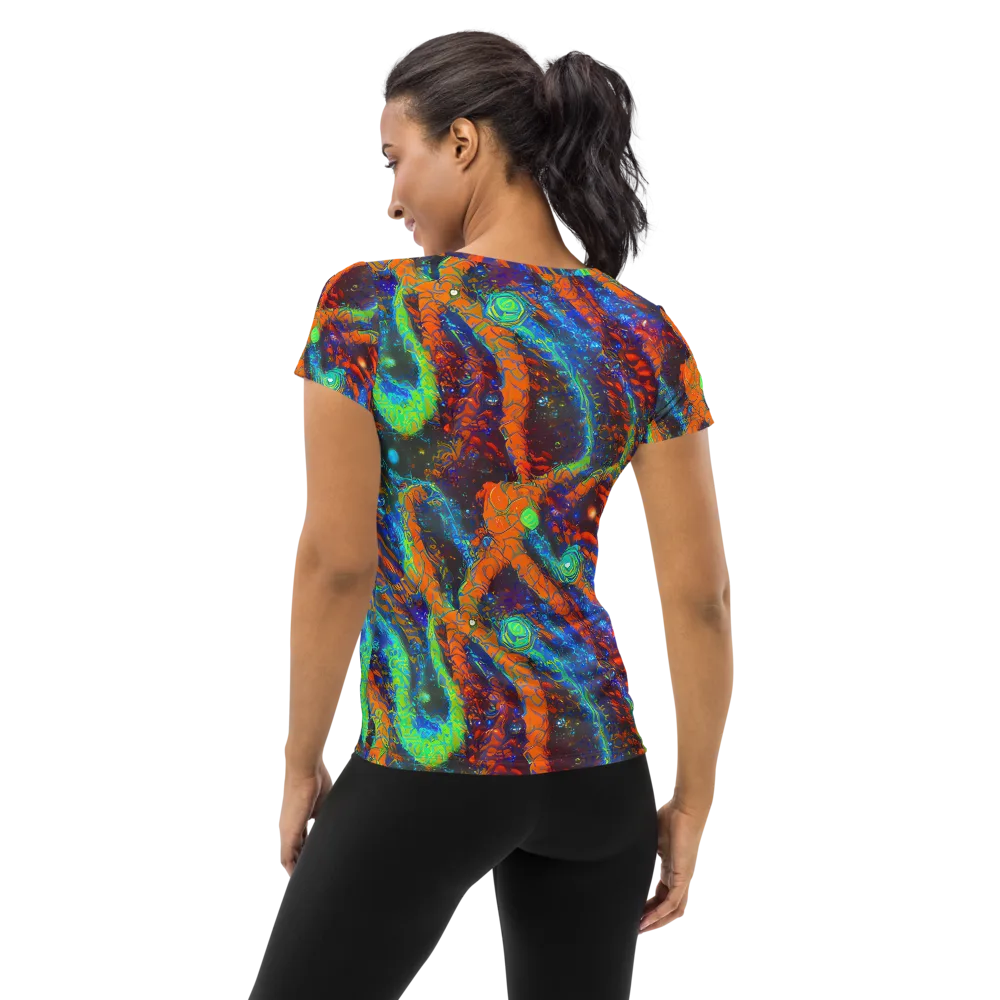 Flame Galaxy on Women's Athletic T-Shirt — Back