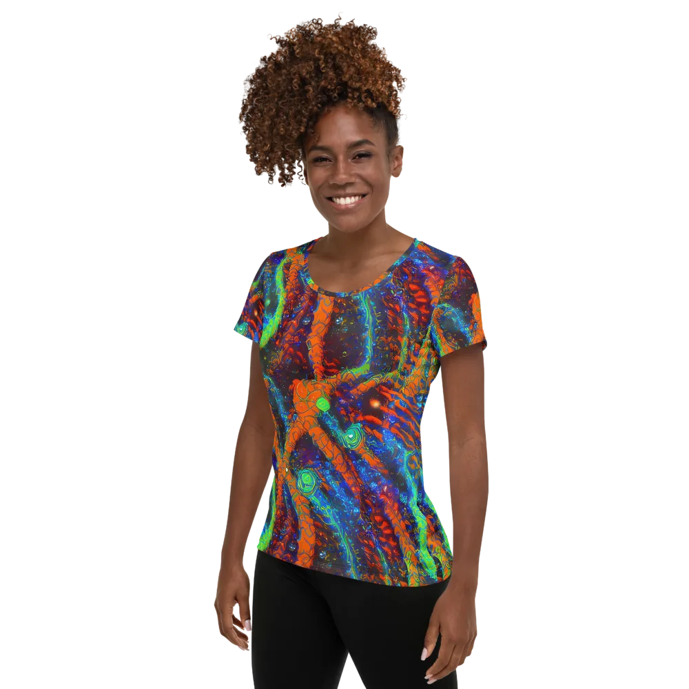 Flame Galaxy on Women's Athletic T-Shirt — Left