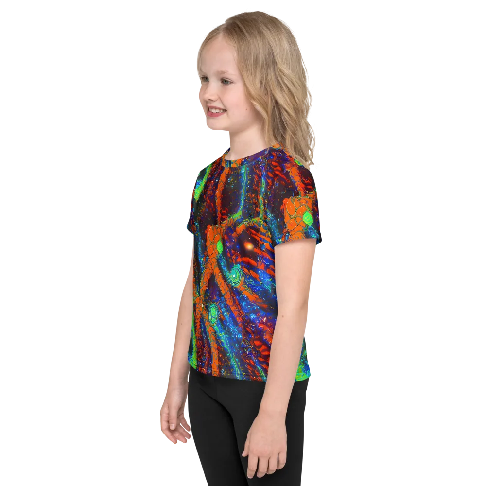Flame Galaxy on Kids Crew Neck T-Shirt — Left