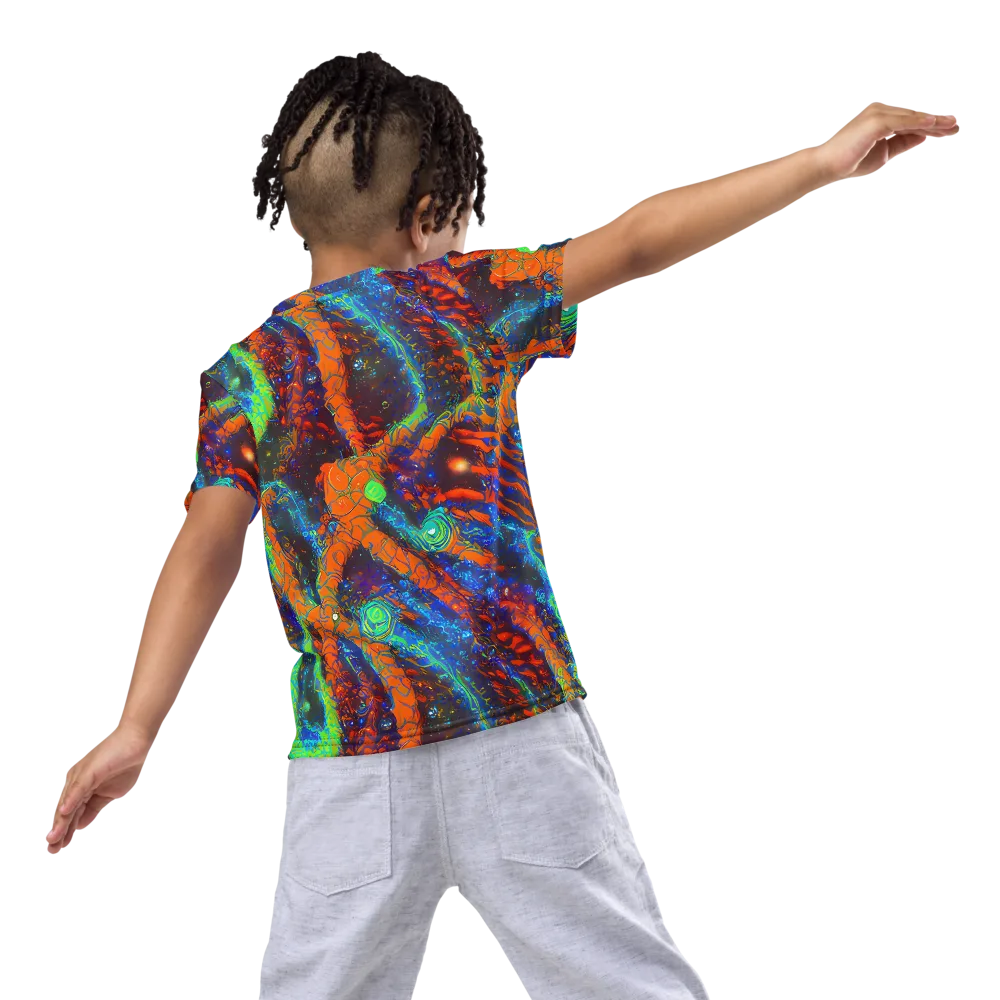 Flame Galaxy on Kids Crew Neck T-Shirt — Back