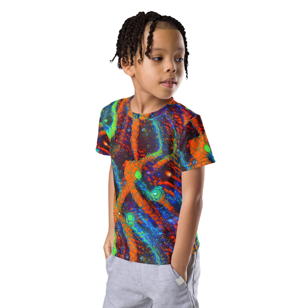 Flame Galaxy on Kids Crew Neck T-Shirt — Left Front