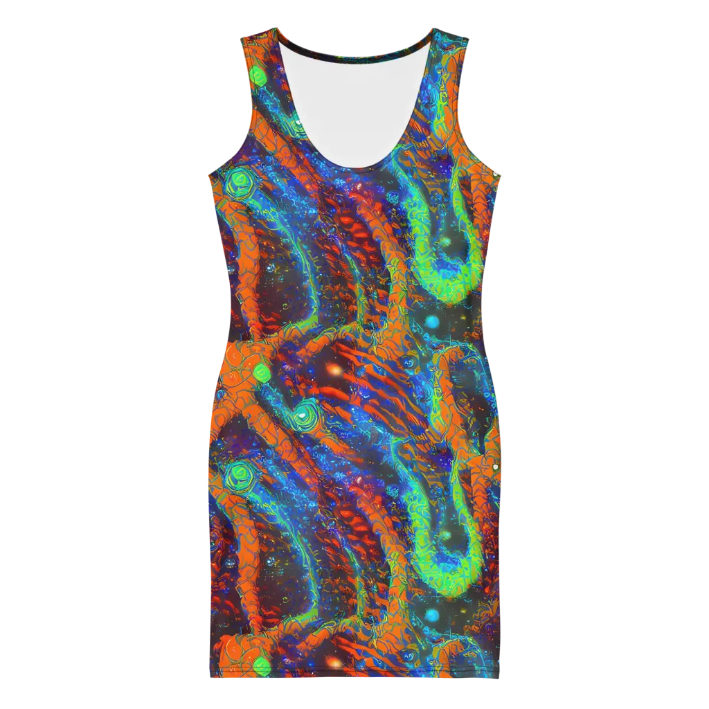 Flame Galaxy on Bodycon Dress — Front