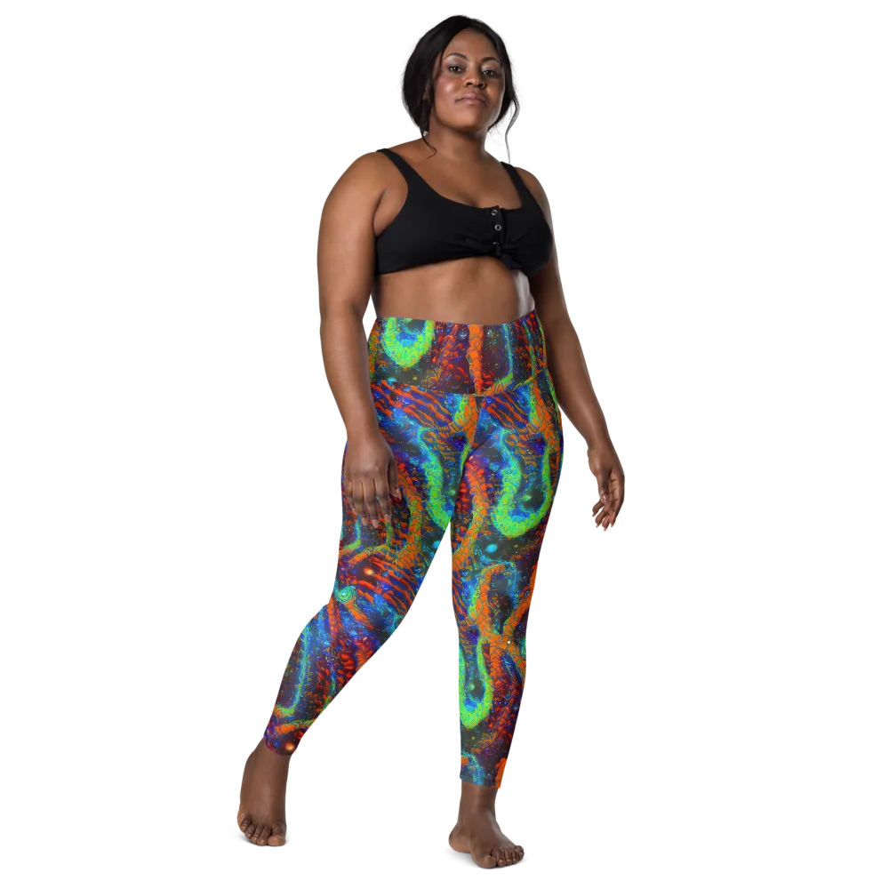Flame Galaxy on Leggings with Pockets — Front