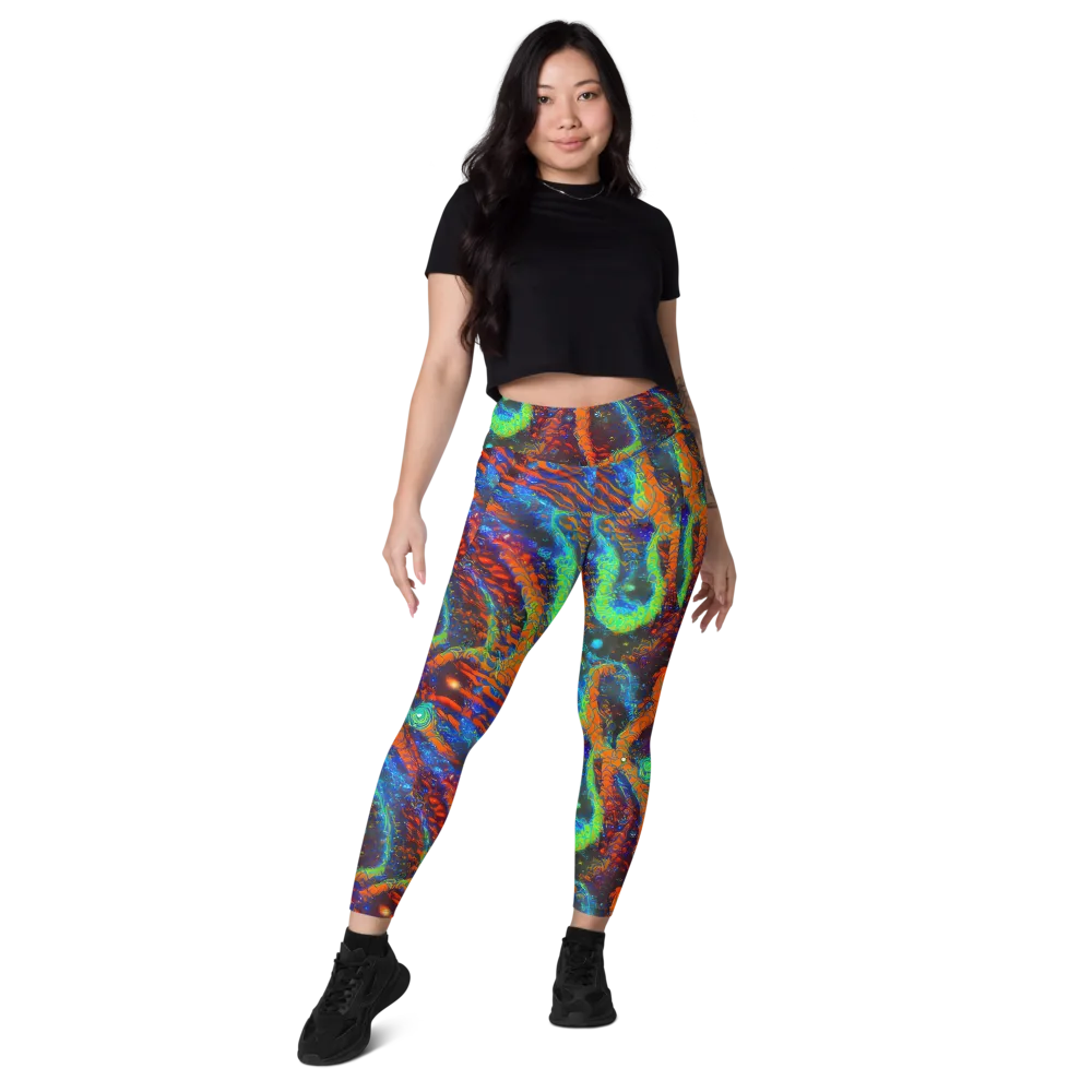 Flame Galaxy on Leggings with Pockets — Front