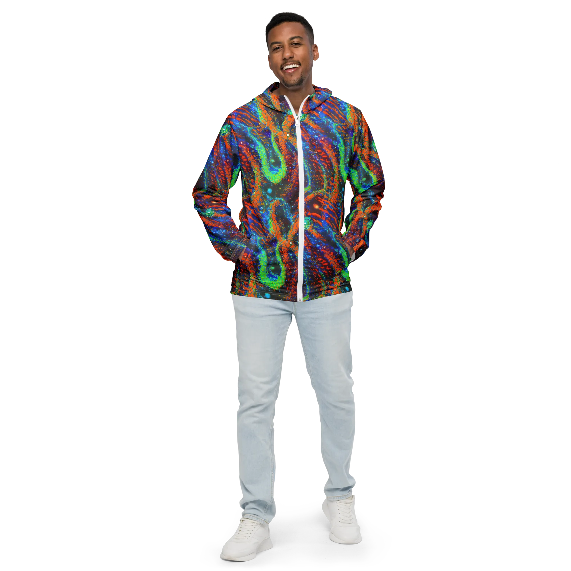 Flame Galaxy on Men's Windbreaker — Front
