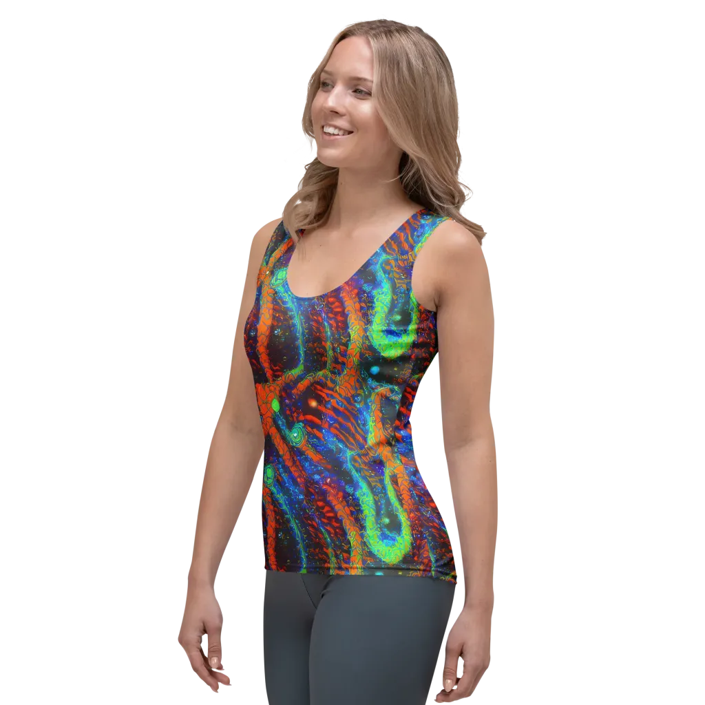 Flame Galaxy on Women's Tank Top — Left Front