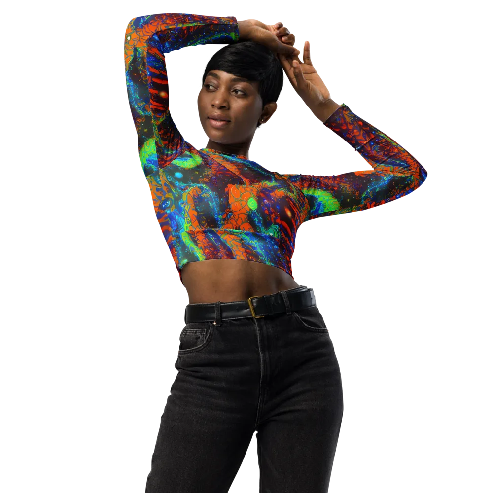 Flame Galaxy on Long Sleeve Crop Top — Front