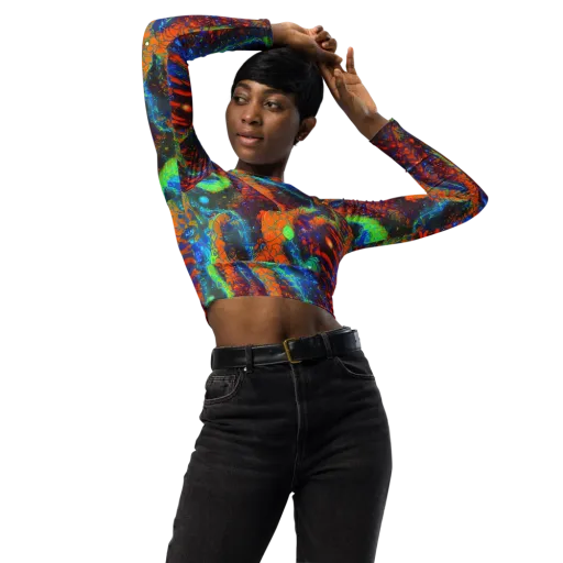 Flame Galaxy on a Long Sleeve Crop Top