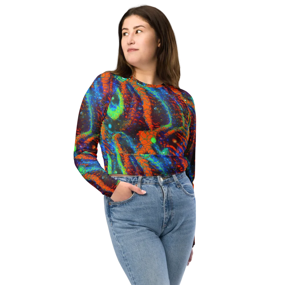 Flame Galaxy on Long Sleeve Crop Top — Front