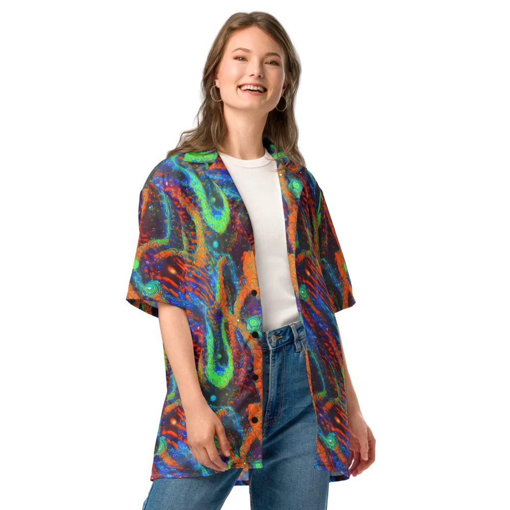 Flame Galaxy on Button Shirt — Front