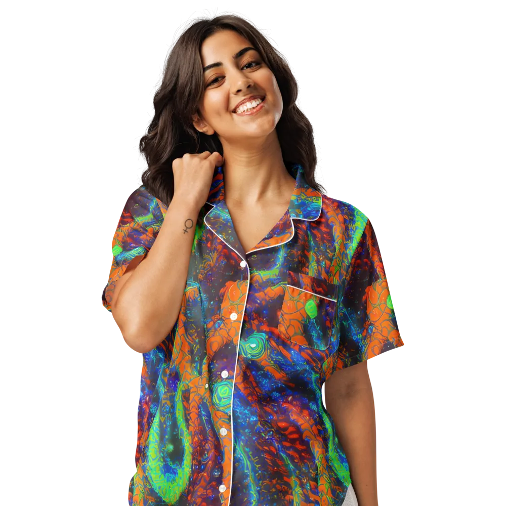 Flame Galaxy on Women's Short Sleeve Pajama Top — Front