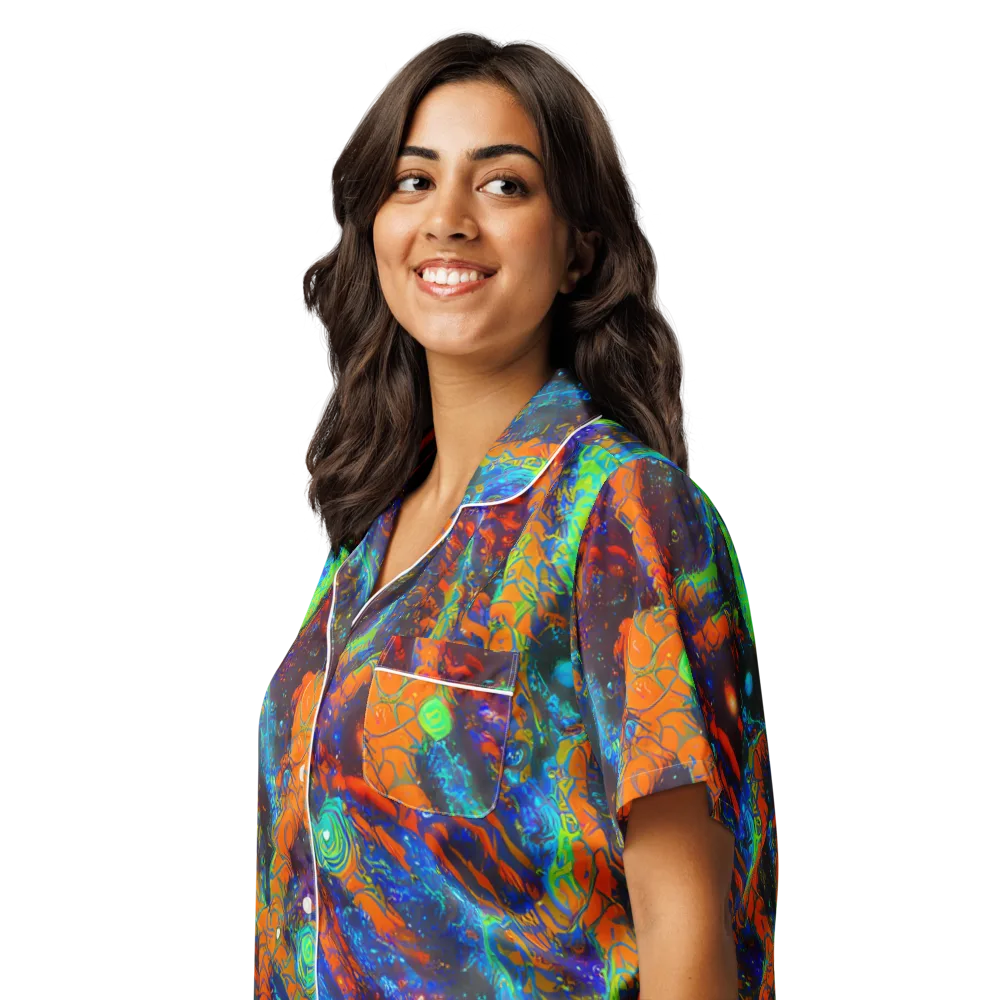 Flame Galaxy on Women's Short Sleeve Pajama Top — Left Front