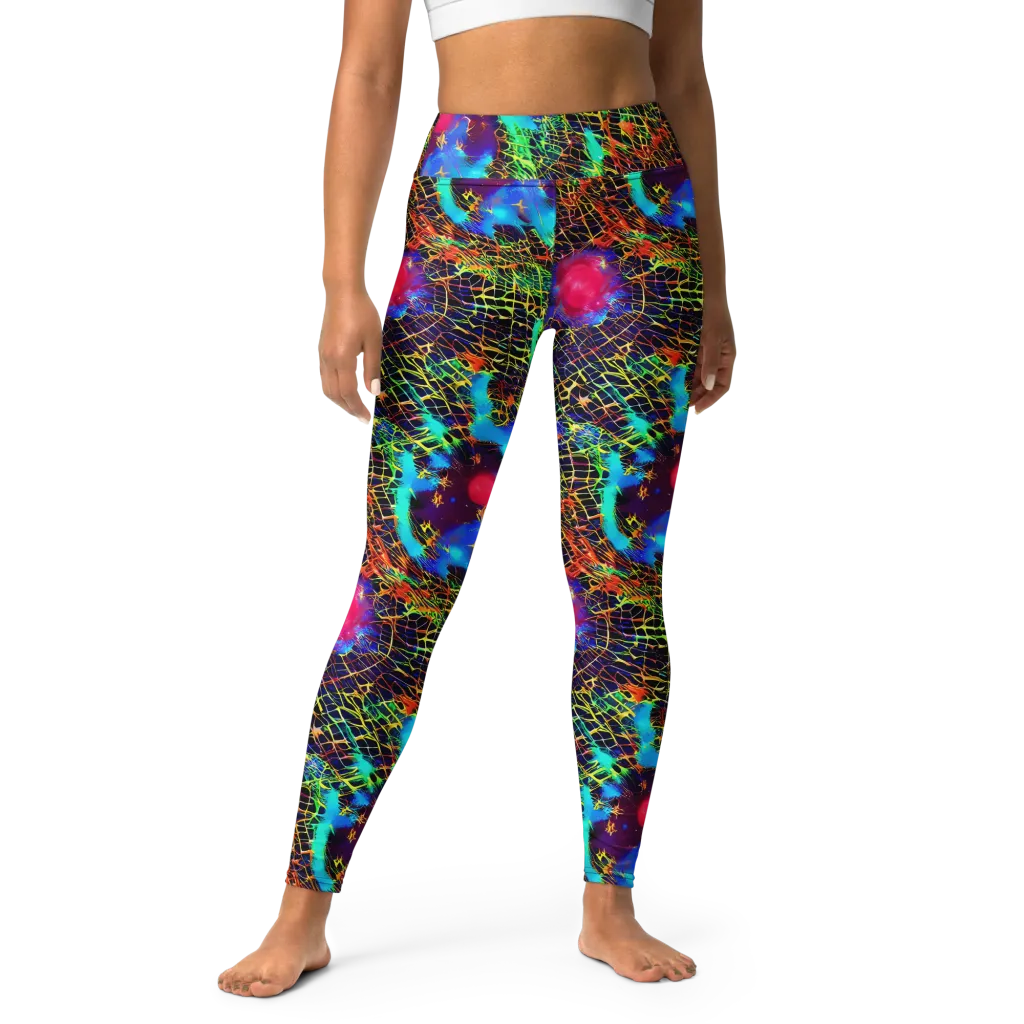 Hypercolor Collision on Yoga Leggings — Front