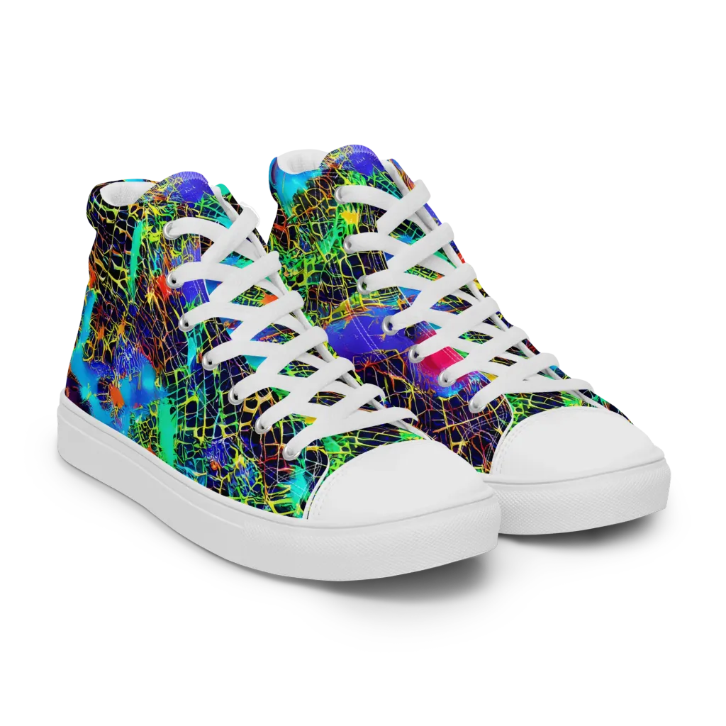 Hypercolor Collision on Men's High Top Canvas Shoes — Right Front