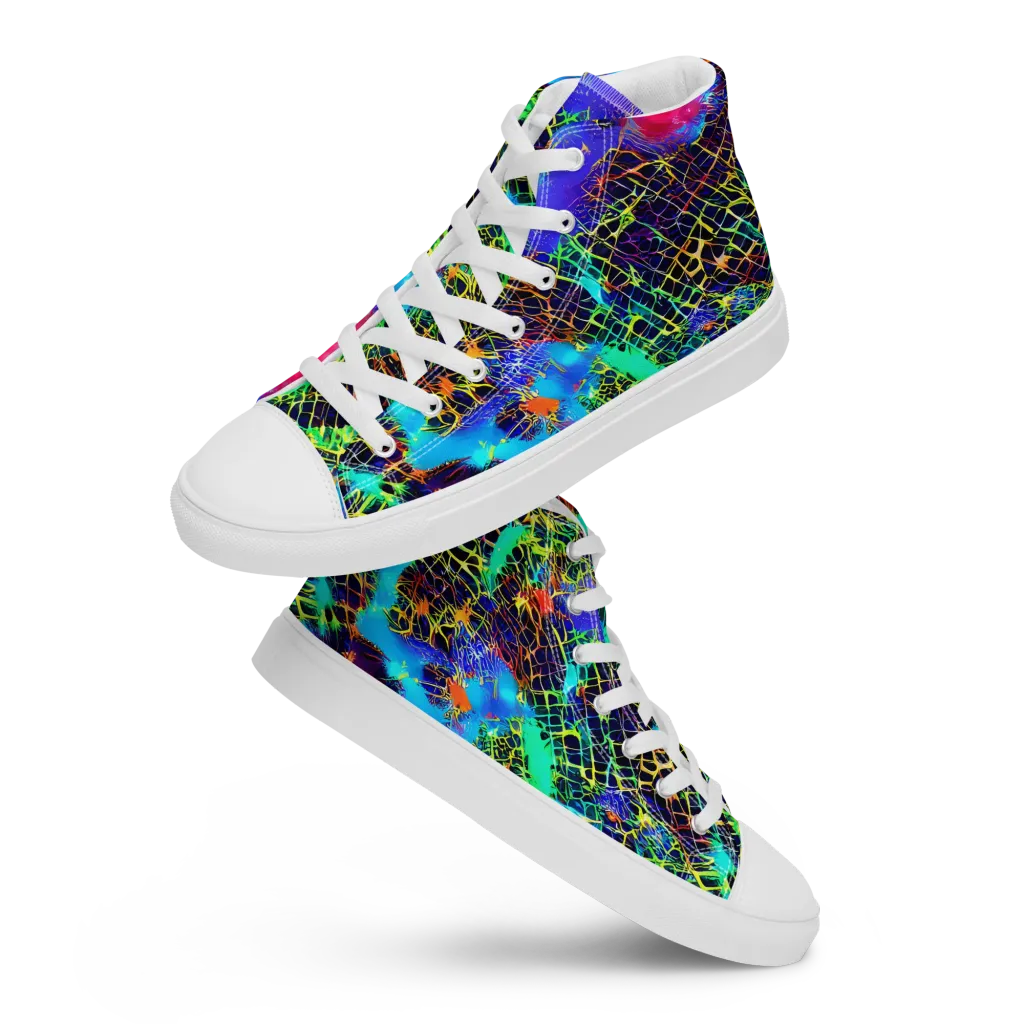 Hypercolor Collision on Men's High Top Canvas Shoes — Front