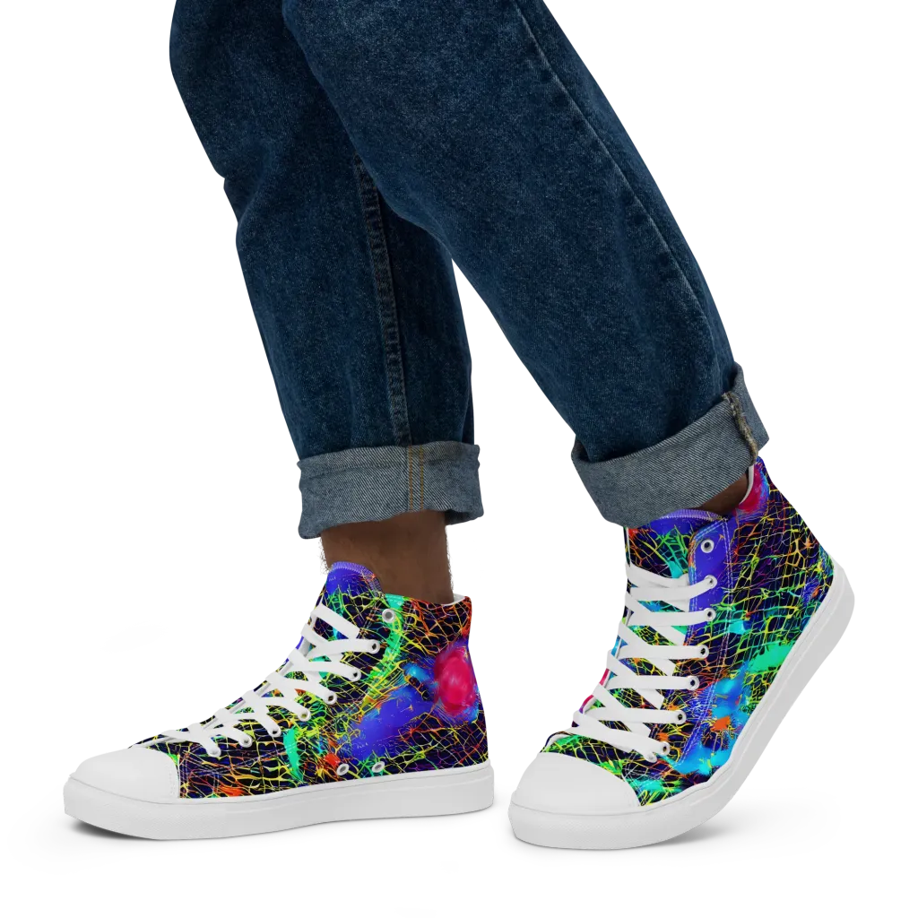 Hypercolor Collision on Men's High Top Canvas Shoes — Left