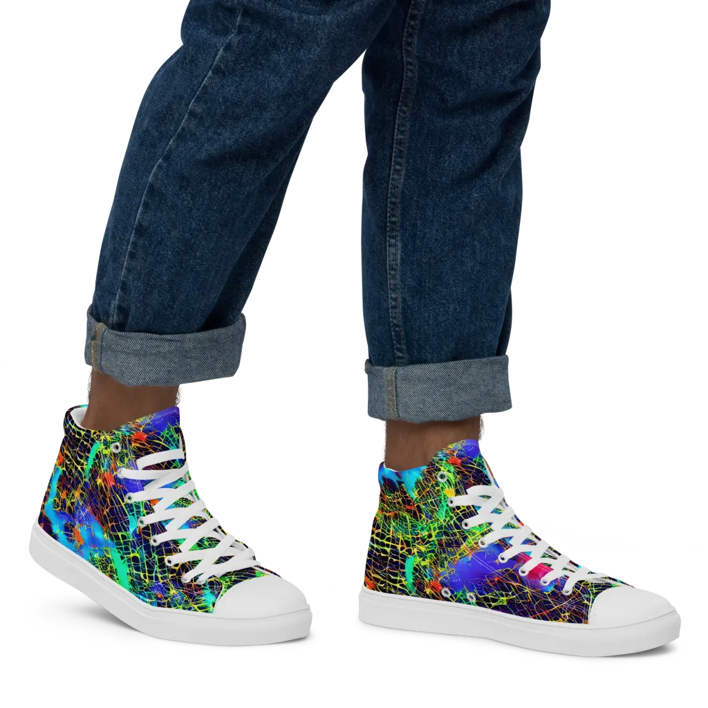 Hypercolor Collision on Men's High Top Canvas Shoes — Right