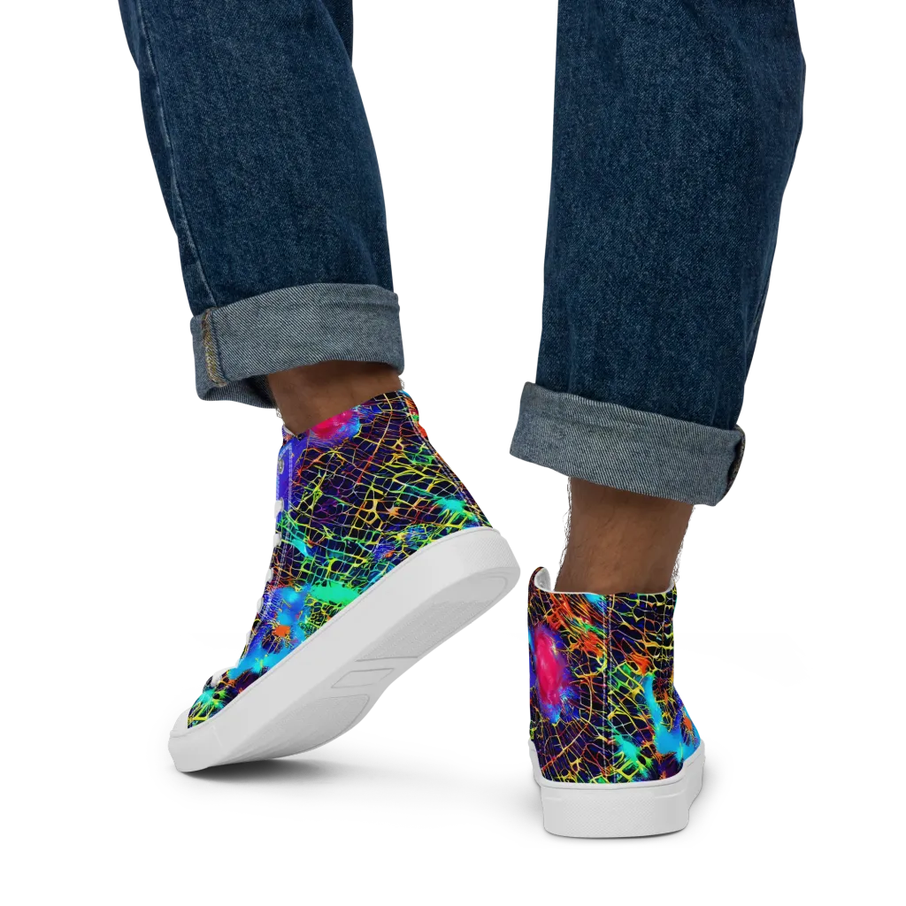 Hypercolor Collision on Men's High Top Canvas Shoes — Back