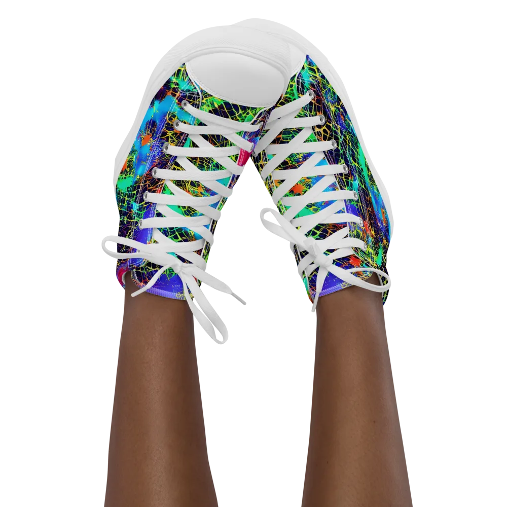 Hypercolor Collision on Women's High Top Canvas Shoes — Front
