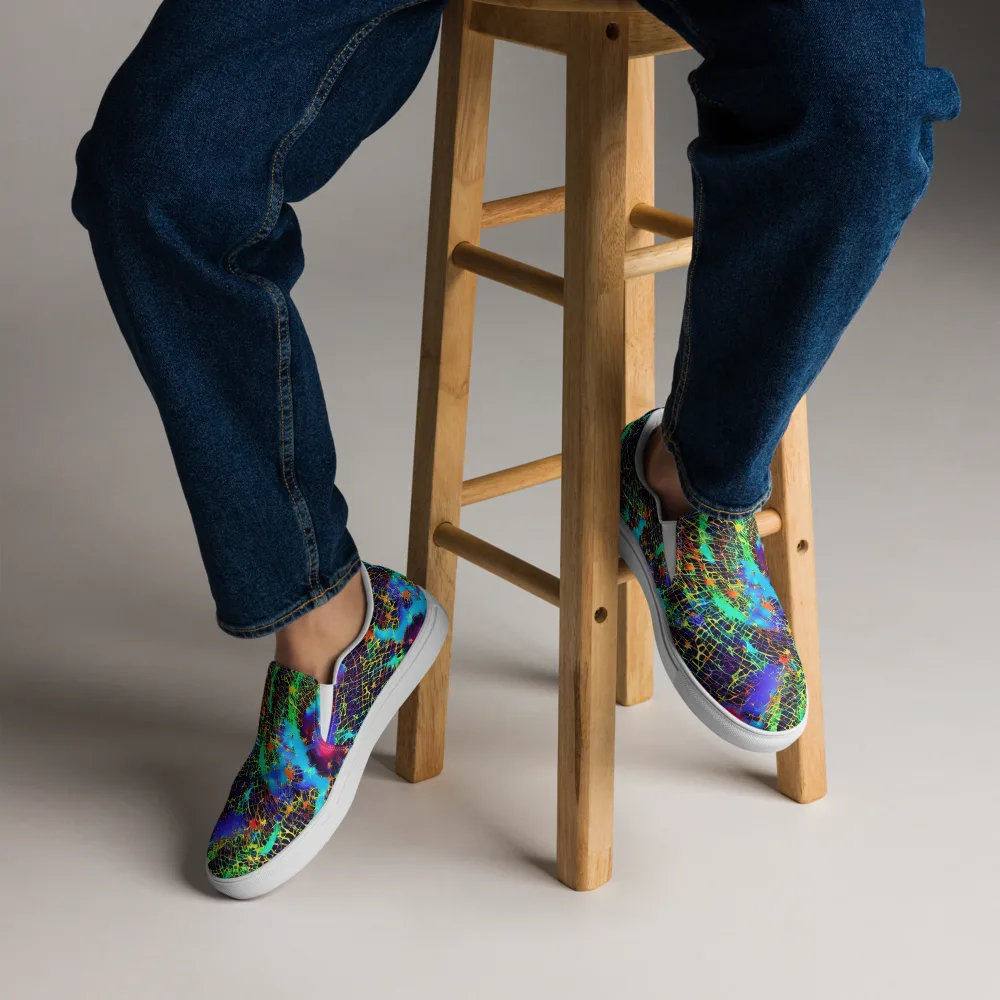 Hypercolor Collision on Men's Slip-On Canvas Shoes — Front