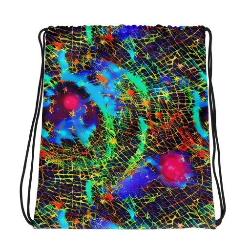 Hypercolor Collision on a Drawstring Bag