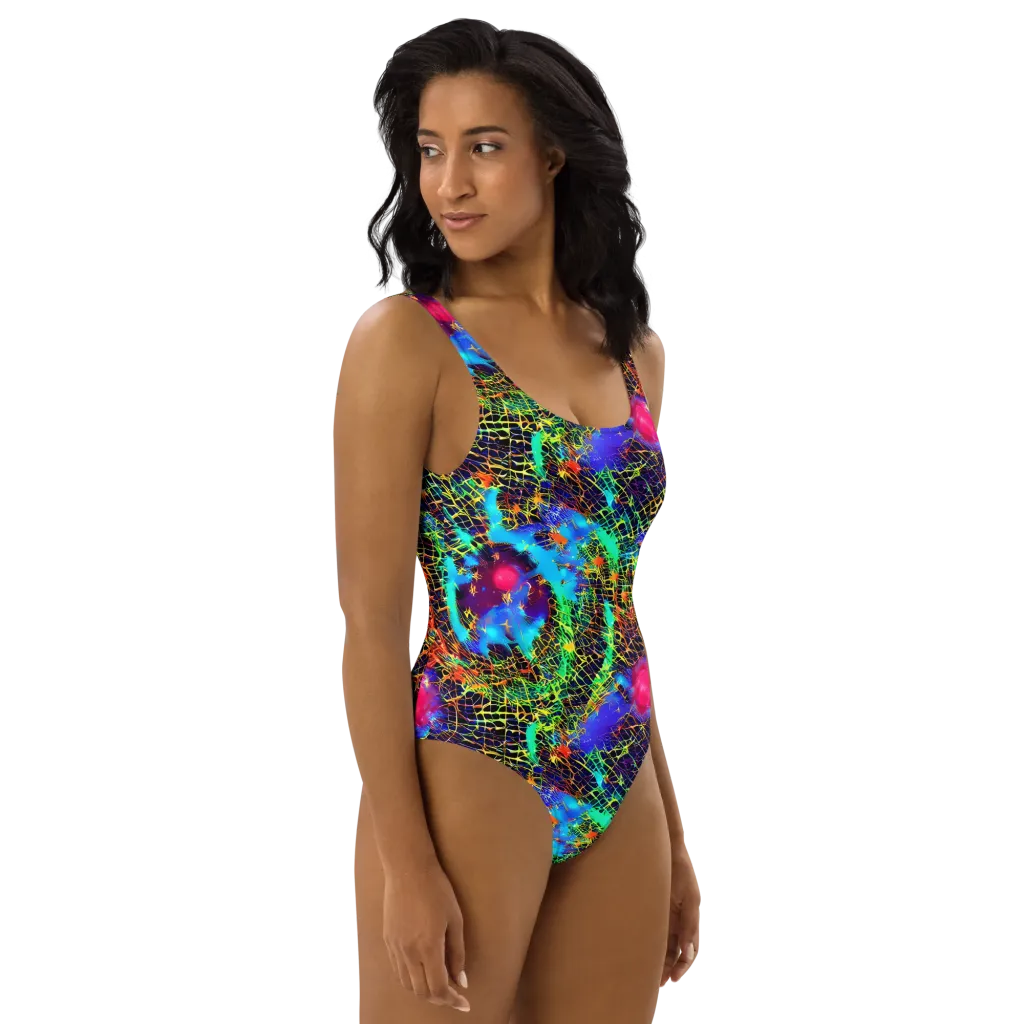 Hypercolor Collision on One-Piece Swimsuit — Right