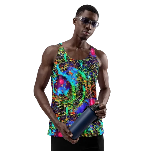 Hypercolor Collision on a Men's Tank Top