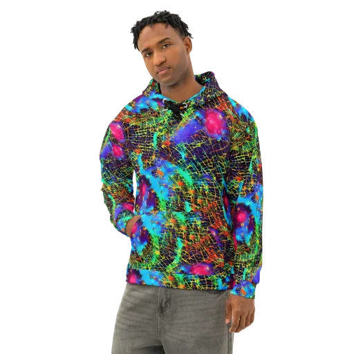 Hypercolor Collision on a Cotton Hoodie