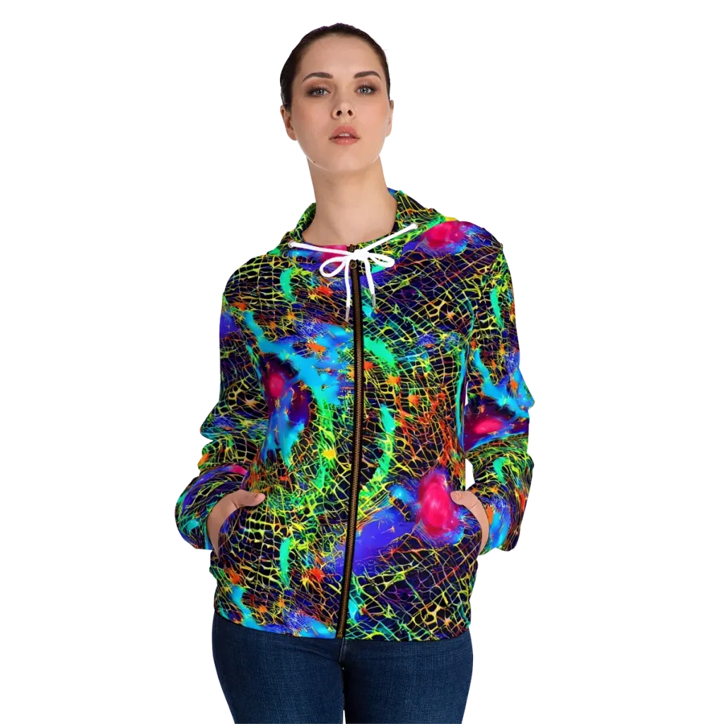 Hypercolor Collision on Women's Full-Zip Hoodie — Front On Person